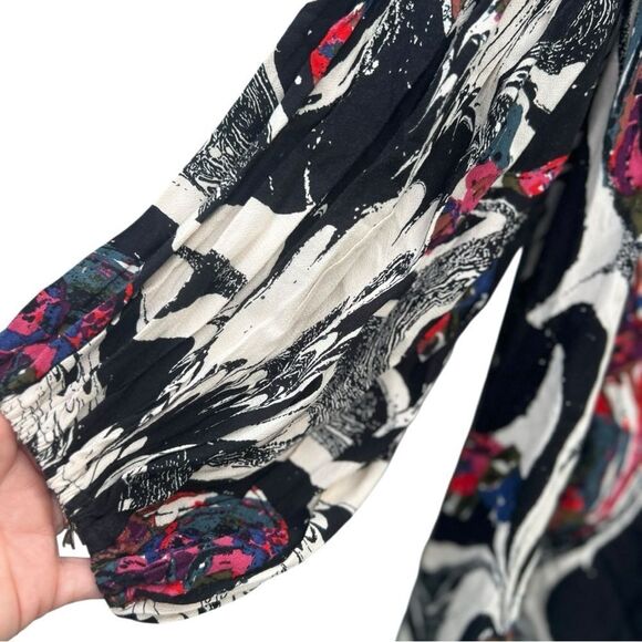 Free People Sz XS Drift Away Cold Shoulder Printed Bohemian Tunic Dress hippie - Picture 5 of 6